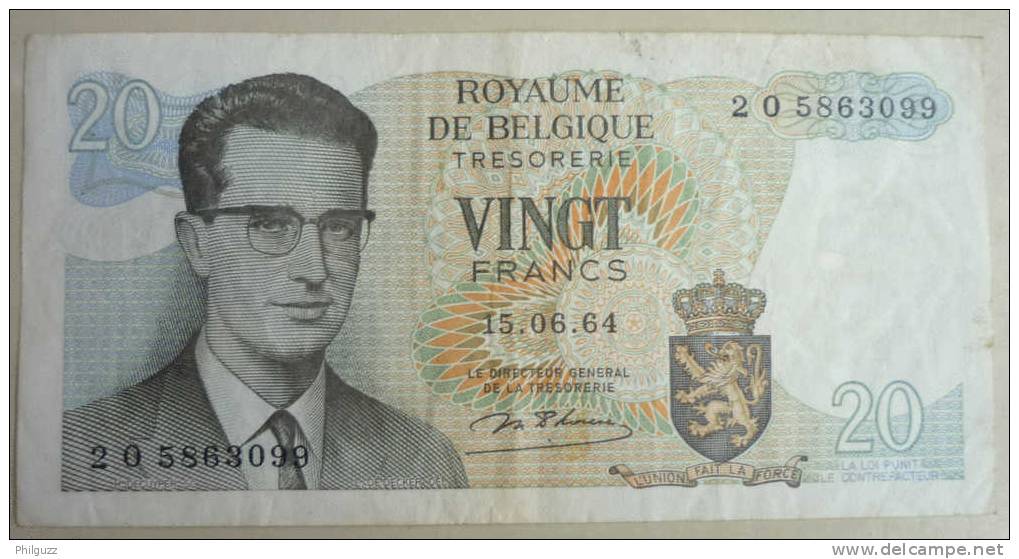 1964 BELGIUM BELGIQUE BAUDOUIN 20 FRANCS  2O 5863099 - [ 9] Sammlungen