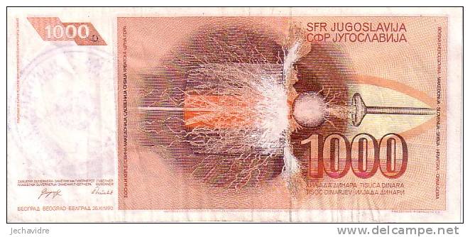 BOSNIE-HERZEGOVINE   1 000 Dinara  Non Daté (1992)   Pick 2b     ***** QUALITE  VF ***** - Bosnia And Herzegovina