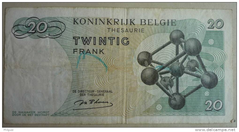 LOT DE 2 BILLETS 1964 BELGIUM BELGIQUE BAUDOUIN 20 FRANCS  2O 1720144 & 2L 2840187 - [ 9] Sammlungen