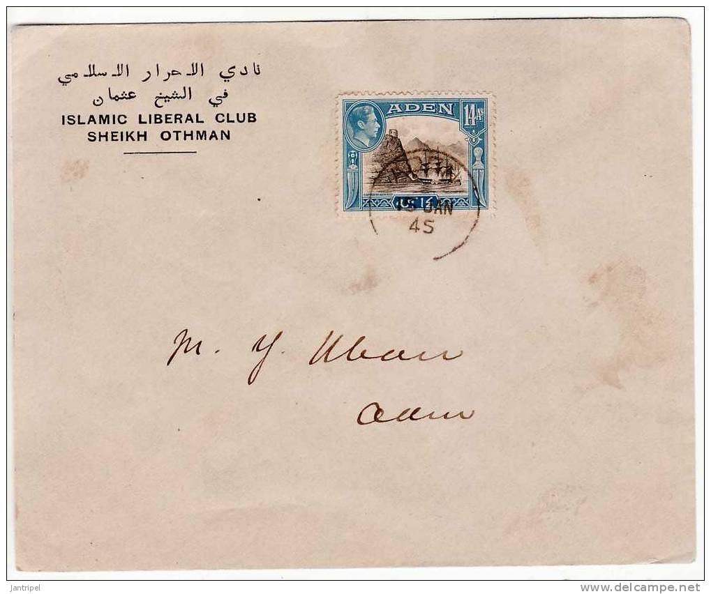 ADEN  1945 INLAND  COVER - Aden (1854-1963)