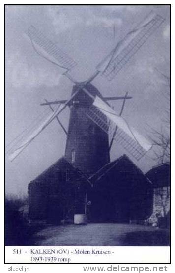 KALKEN Bij Laarne (O.Vl.) - Molen/moulin - Blauwe Prentkaart Ons Molenheem Van De Kruisenmolen Omstreeks 1935 - Laarne