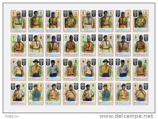 MANAMA 1971 Scouts COMPLETE IMPERF SHEET:32 Stamps  [non Dentelé,Geschnitten,no Dentado,non Dentellato,ongetande] - Nuevos