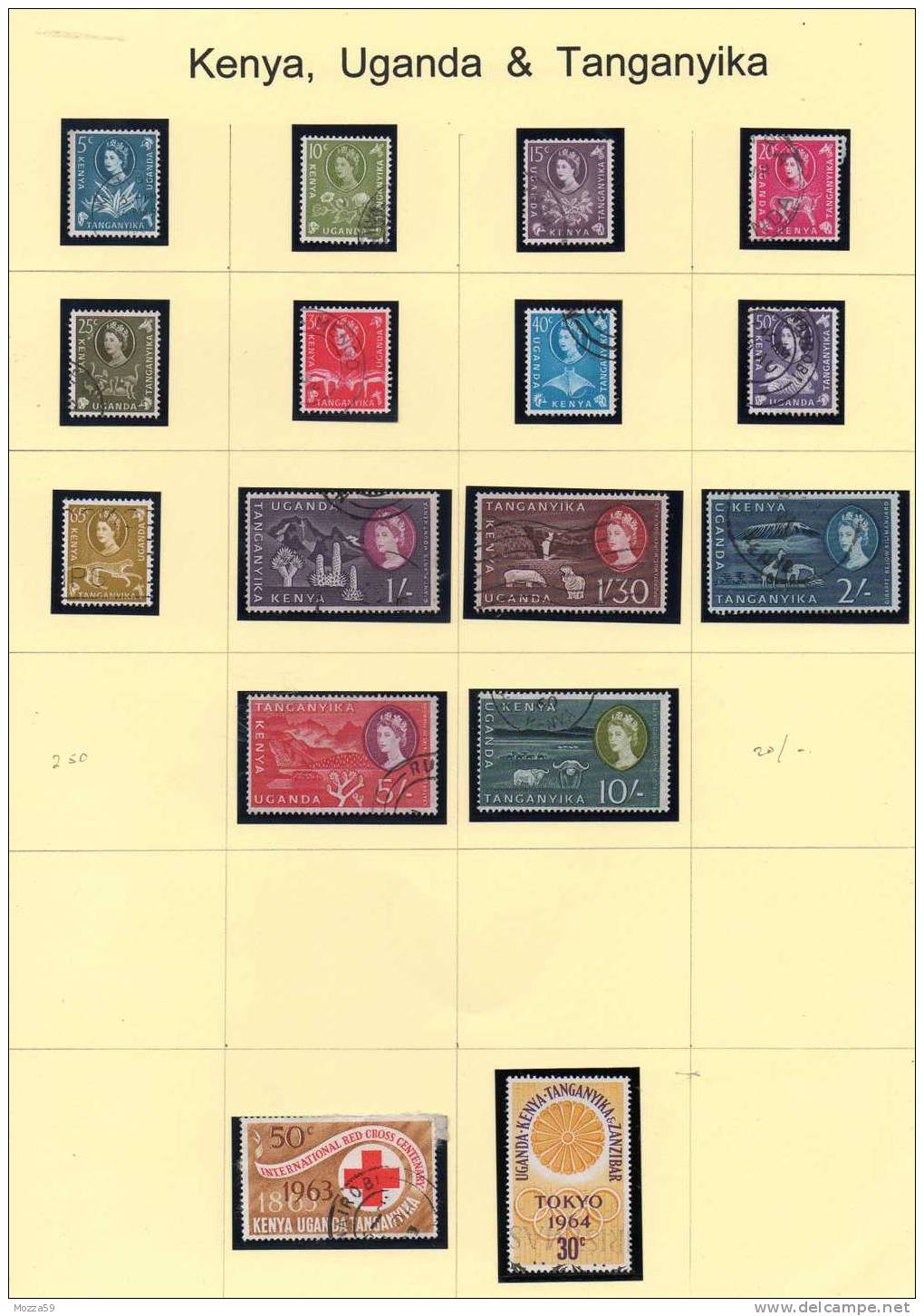 Kenya, Uganda & Tanganyika, Small collection, mounted on pages. Varieties etc.