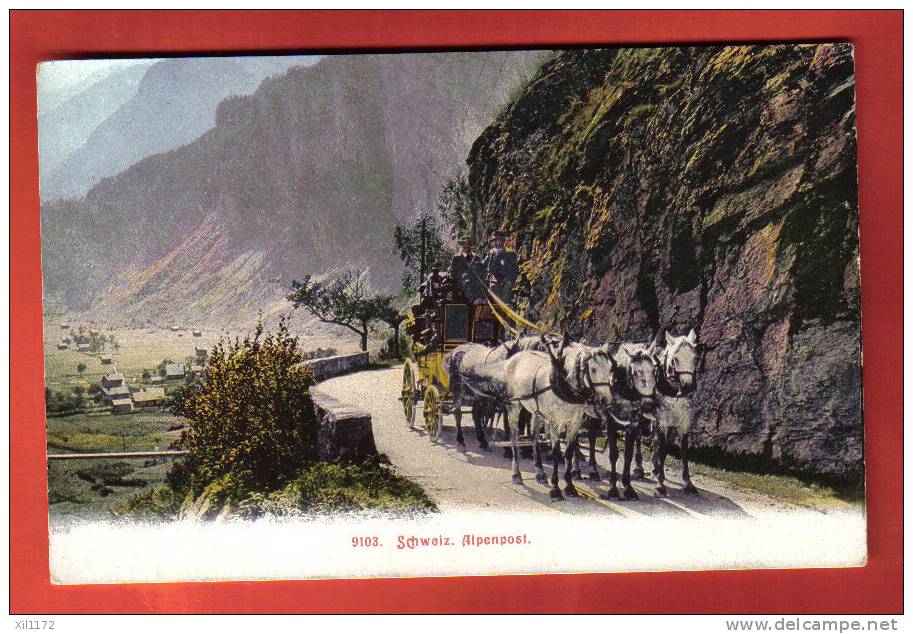 L1034 Schweiz. Alpenpost,Calèche Poste Des Alpes,Diligence,chevaux.Non Circ.Wehrli 9103 - Autres & Non Classés