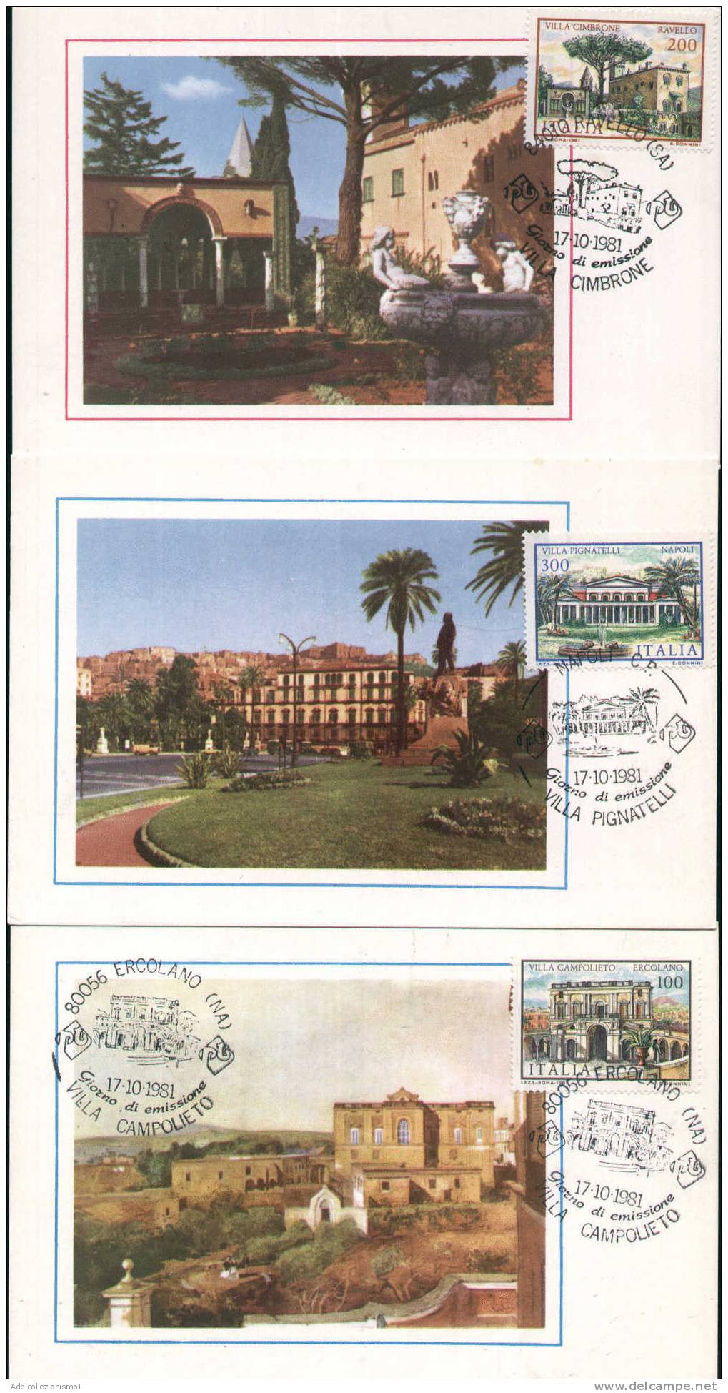 57016)n°3 Cartoline Serie Ville Italiane Con Un Valore + Annullo - 1981-90: Storia Postale