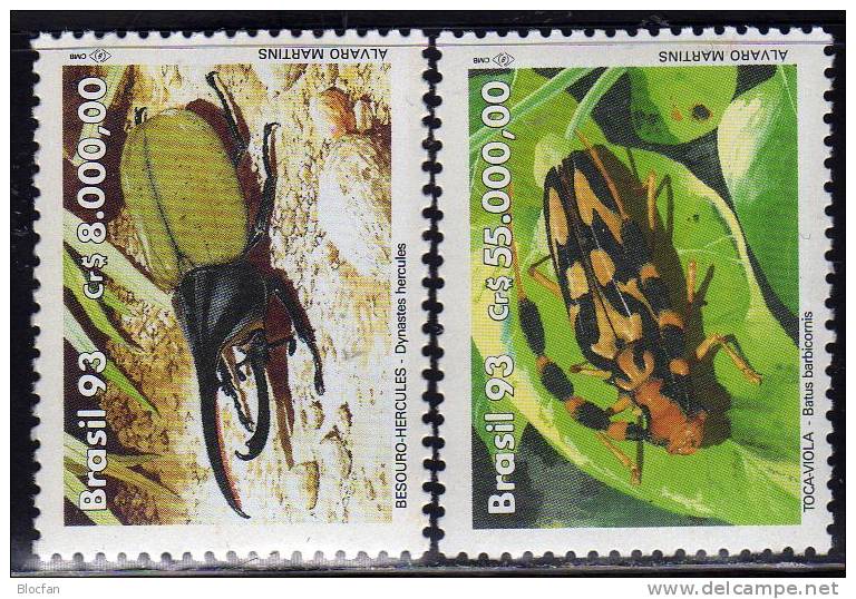 Umwelt-Tag 1993 Der UNO Brasilien 2523/4 ** 3€ WWF Herkules-Käfer Toca-Viola Fauna Set From Brasilia - Nature