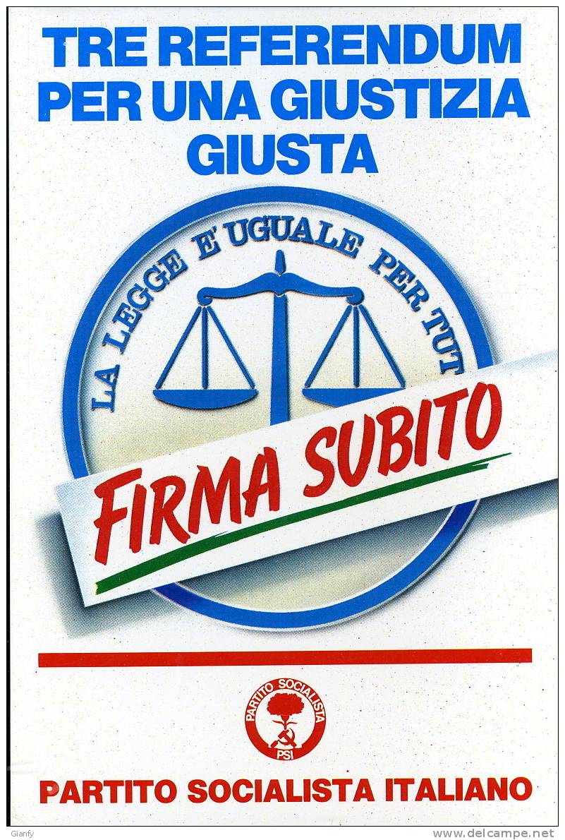 POLITICA PARTITO SOCIALISTA ITALIANO  REFERENDUM 1986 - Partidos Politicos & Elecciones