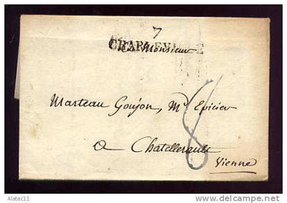 CHARLEVILLE   7   -   GRIFFE  LINEAIRE  SUR  LETTRE  DE  1828  FABRIQUE  DE  CLOUS - 1801-1848: Précurseurs XIX