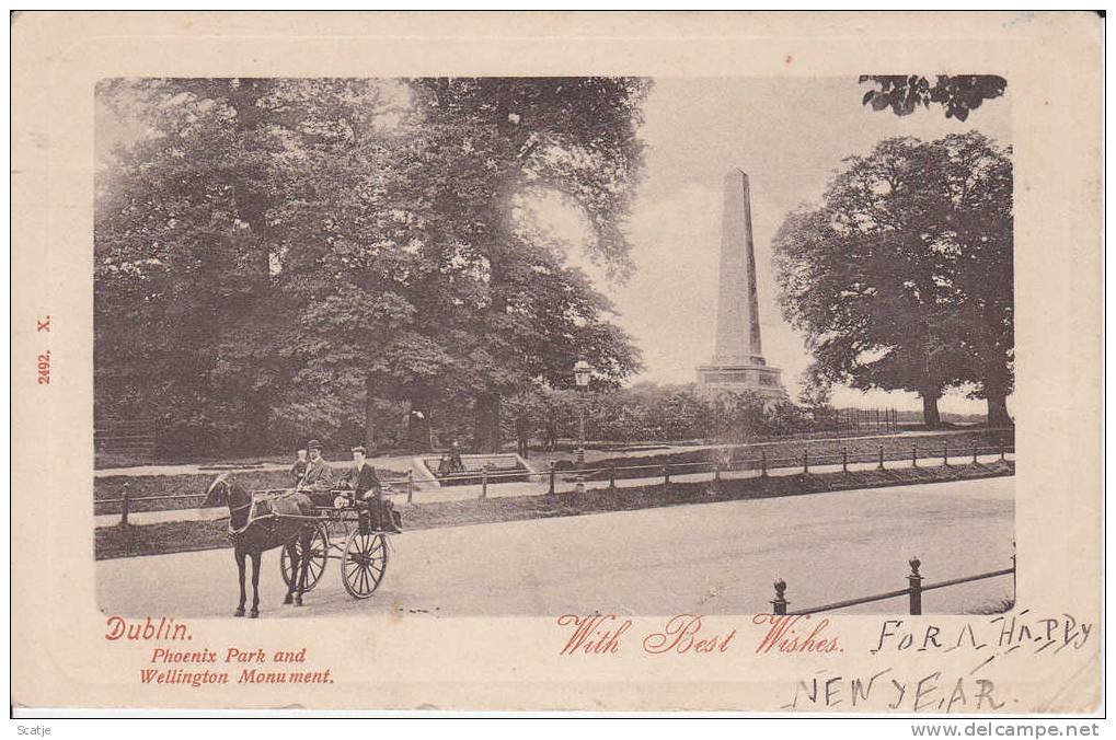 Dublin / Phoenix Park And Wellington Monument -  With Best Wishes - Antrim