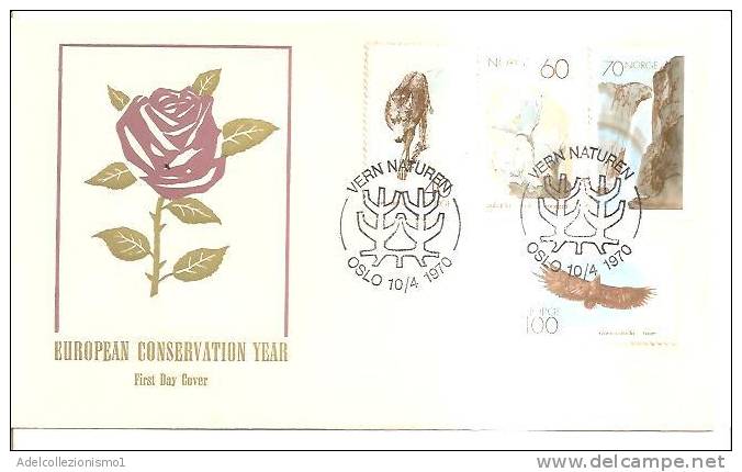 57068)lettera F.d.c. Norveggese Serie European Conservation Year Con 4 Valori + Annullo - FDC