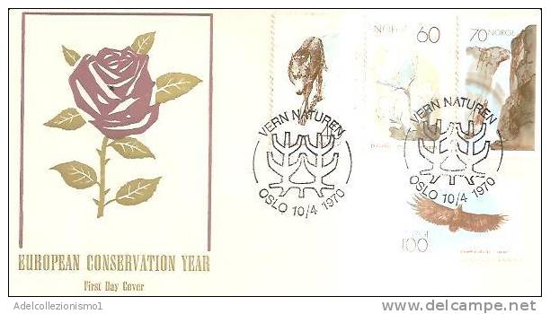 57069)lettera F.d.c. Norveggese Serie European Conservation Year Con 4 Valori + Annullo - FDC