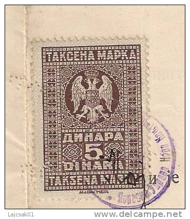 Yugoslavia Revenue Stamp On Paper - Used Stamps