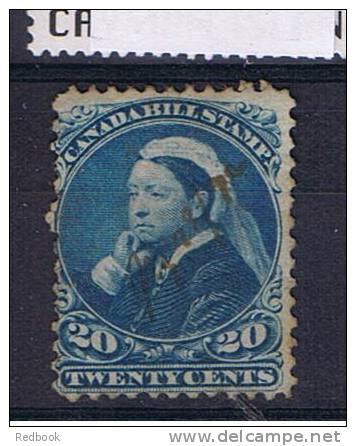 RB 730 - 1868 Canada 20c Bill Stamp - Revenue - Fiscal - Fine Used Stamp - - Fiscale Zegels