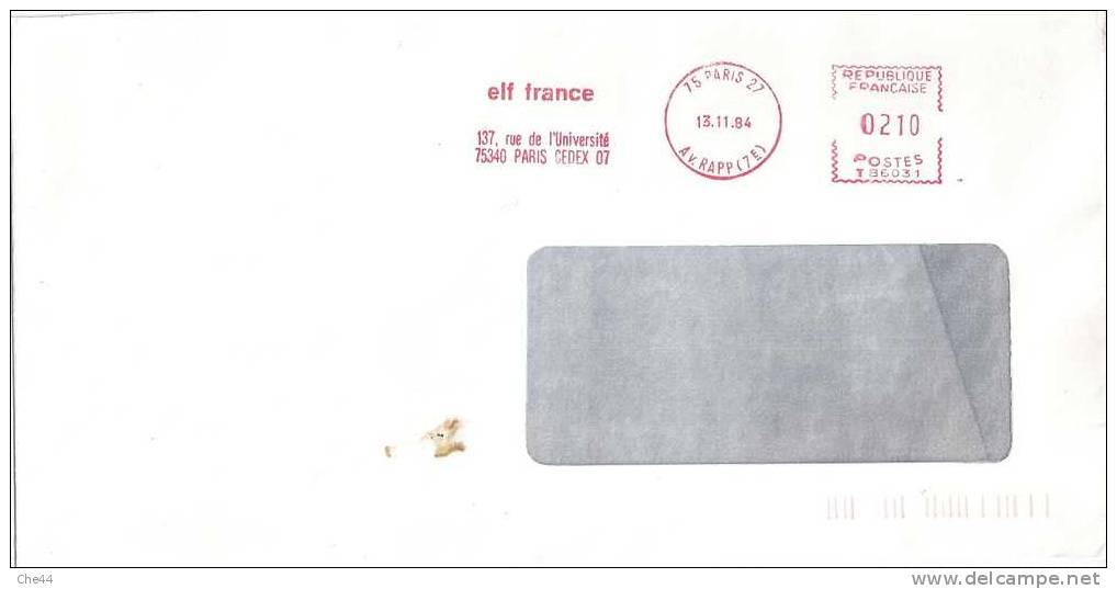 Enveloppe : Cachet Rouge Elf France. (Voir Commentaires) - Pétrole