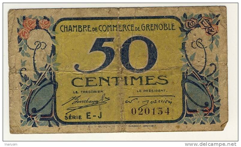 GRENOBLE  -   50 Centimes  -  Délibération Du 8  Novembre 1917 - Chambre De Commerce