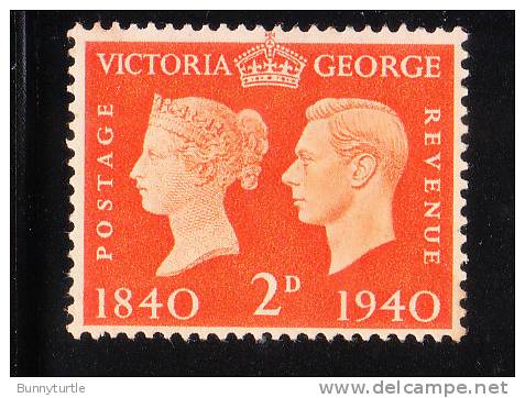 Great Britain 1940 Centenary Of The Postage Stamp 2p MLH - Neufs