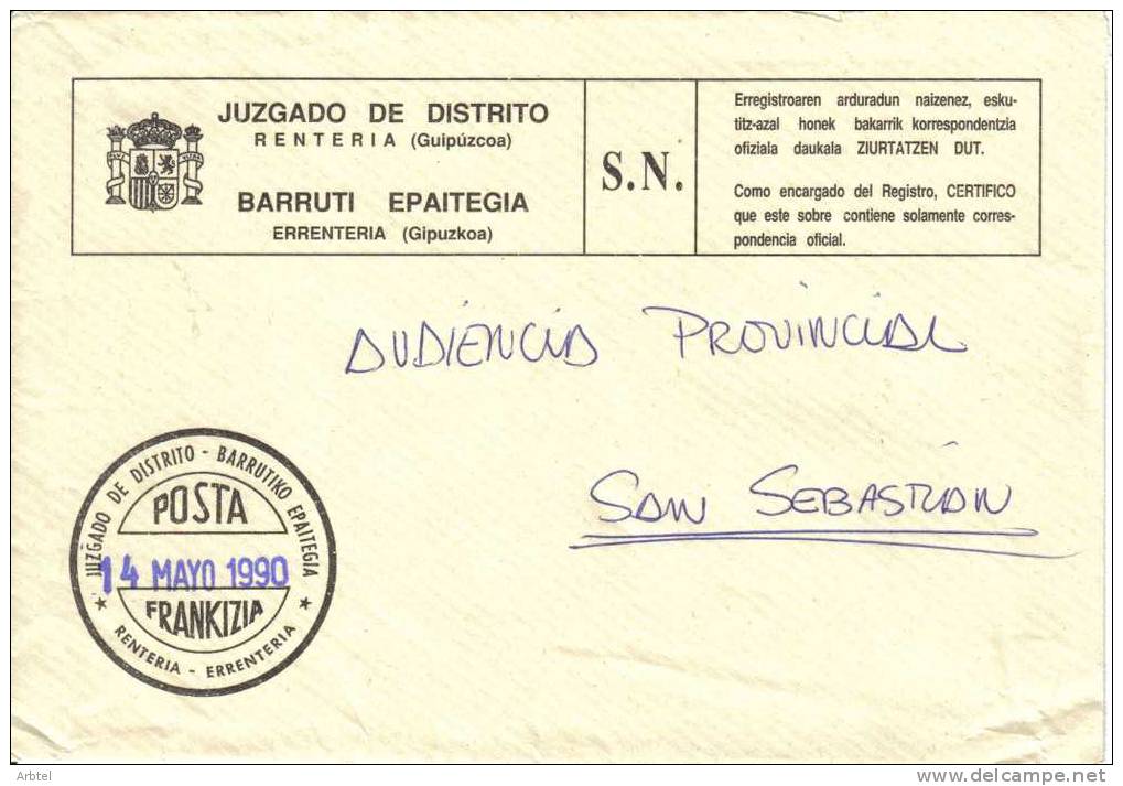 CC FRANQUICIA JUZGADO DE DISTRITO DE RENTERIA GUIPÚZCOA PAIS VASCO - Franquicia Postal