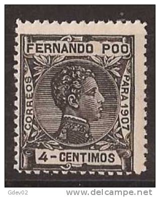 FPOO155-LB1033. Guinea.Guinee.ALFONSO  Xlll.FERNANDO POO.1907.  (Ed 155**) Sin Charnela.LUJO. - Guinée Espagnole