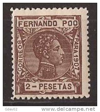 FPOO163-LB1040.Guinea.Guinee ..FERNANDO POO.ALFONSO XIII 1907  (Ed 163**) Sin Charnela.LUJO. - Guinée Espagnole