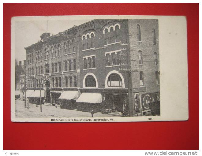 Theatre----- Montpelier VT  Blanchard Opera House    Undivded Back  ---====  ==ref 205 - Other & Unclassified