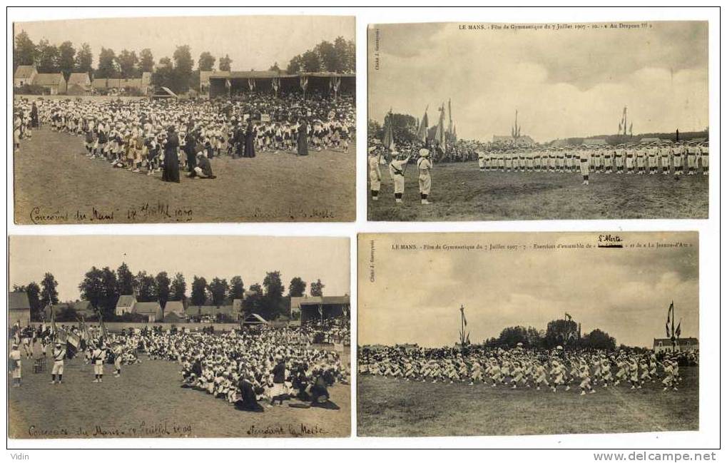 LE MANS LOT DE 13 Cartes-photos Et Cartes Postales FETE DE LA GYMNASTIQUE 1907 - Le Mans