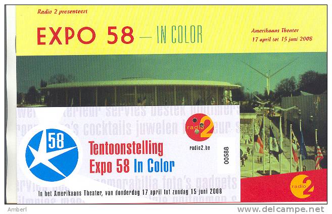 Brussel Bruxelles Tentoonstelling Expo 58 In Color Radio 2 Brochure En Ingangsticket - Otros & Sin Clasificación