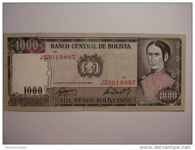 556 BOLIVIA 1000 BOLIVIANOS   IN UNC    YEAR AÑO 1982   - OTHERS IN MY STORE - Bolivien