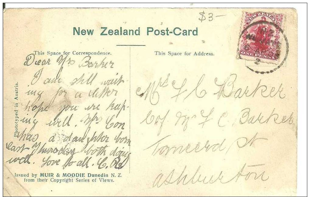 NEW ZEALAND - WAIMATE - A-CLASS POSTMARK ON POSTCARD - POSTED 190? - Other & Unclassified