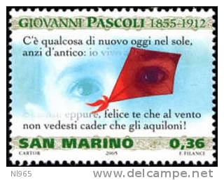 REPUBBLICA DI SAN MARINO - ANNO 2005 - POETA GIOVANNI PASCOLI VALORI 4 - NUOVI MNH ** - Unused Stamps