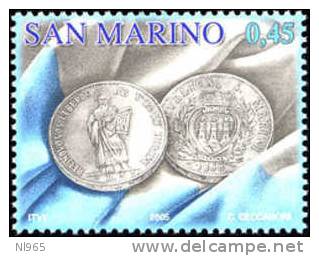 REPUBBLICA DI SAN MARINO - ANNO 2005 - LE MONETE DI SAN MARINO VALORI 4 - NUOVI MNH ** - Neufs