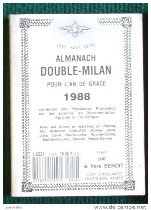 ALMANACH DOUBLE-MILAN 1988 PAR LE PERE BENOIT - Telefonbücher
