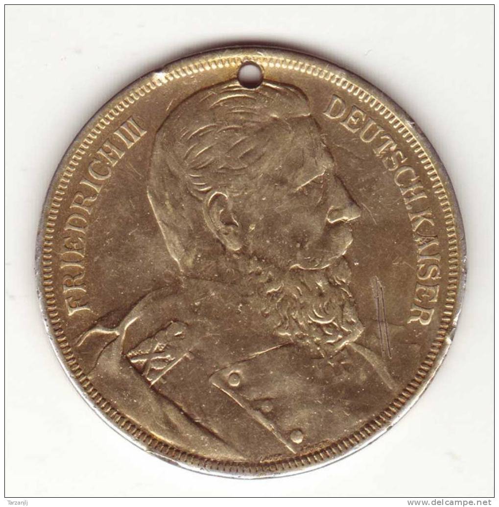 Médaille Double Face : Deutsch Kaiser Friederich III Et Wilhelm II Non Datée Et Percée - Royaux / De Noblesse