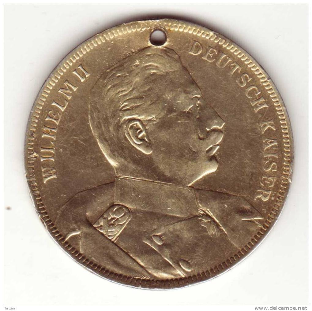 Médaille Double Face : Deutsch Kaiser Friederich III Et Wilhelm II Non Datée Et Percée - Monarquía / Nobleza