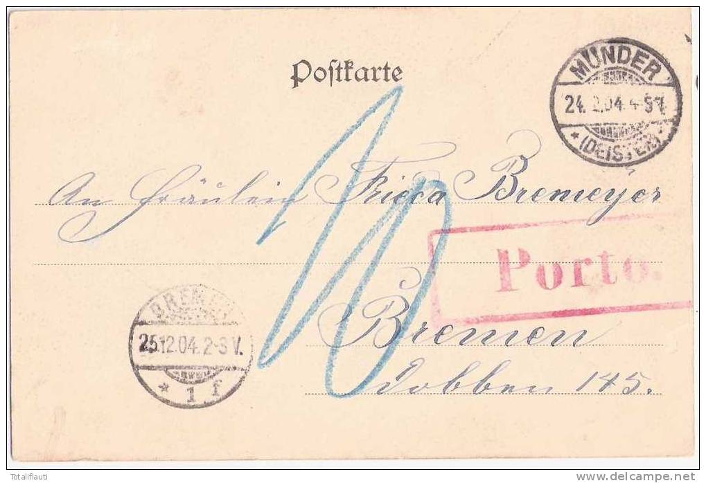 Bad Münder Am Deister 1654 Merian Color PORTO  Stempel (rot) Nachgebühr 24.2.1904 Gelaufen - Hameln (Pyrmont)