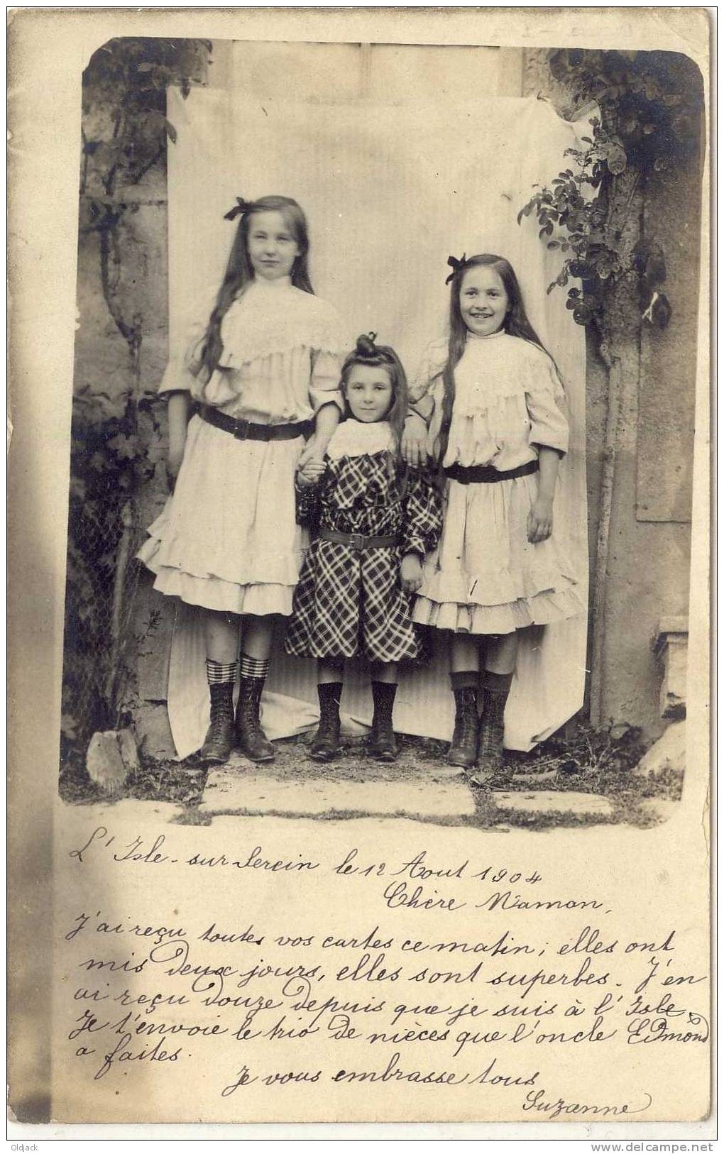 L'Isle Sur Serein PHOTO 3 Enfants 12 Août 1904 - L'Isle Sur Serein