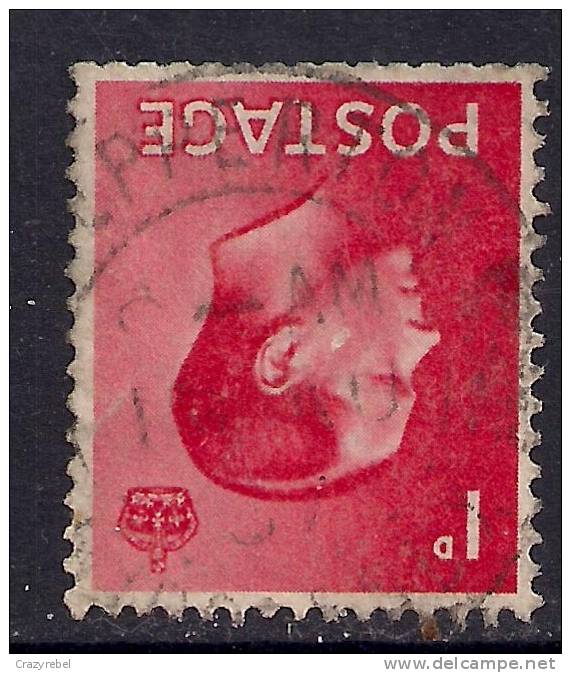 GB 1936 KEV111  1d RED INVERT WMK USED  SG 458wi (B1) - Oblitérés