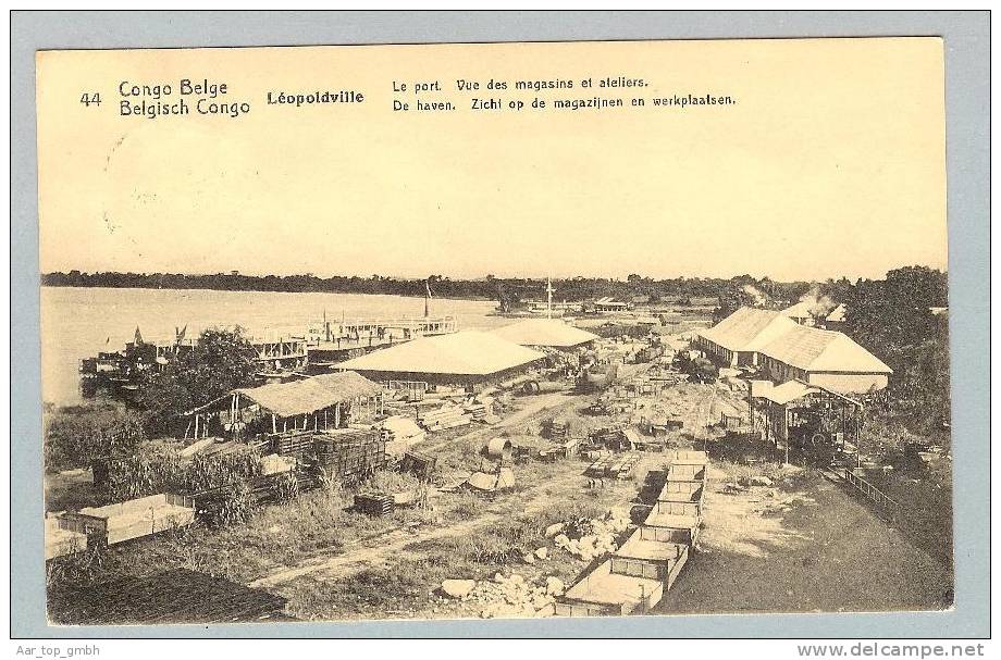 Congo Belge Lèopoldville Le Port 1914-04-11 Foto Bild-Ganzsache 5 Centimes - Congo Belge