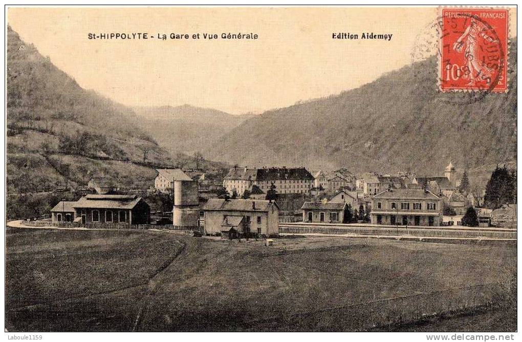 SAINT HIPPOLYTE : "La Gare Et Vue Générale" - CPA Toilée - Edition Aidemoy - Saint Hippolyte