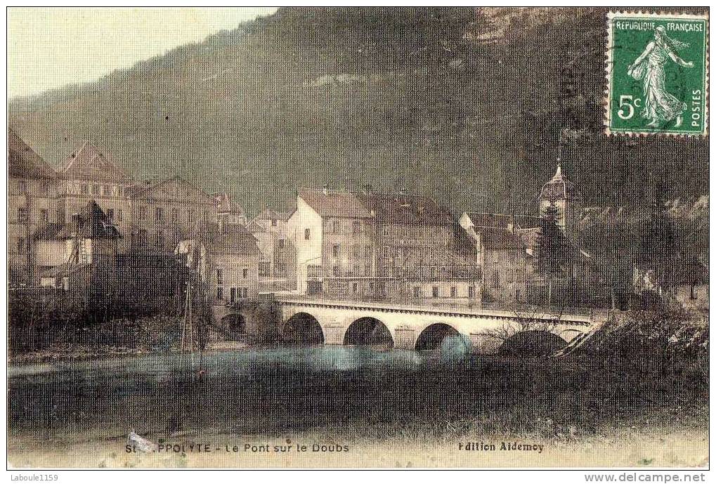 SAINT HIPPOLYTE : "Le Pont Sur Le Doubs" - CPA Toilée Couleur - Edition Aidemoy - Saint Hippolyte