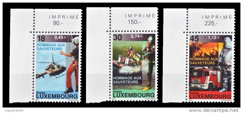 (29) Luxembourg  Fire Brigade / Pompiers / Feuerwehr / Helicopter / Cars / Boats / Uniforms ** / Mnh  Michel 1532-34 - Ongebruikt