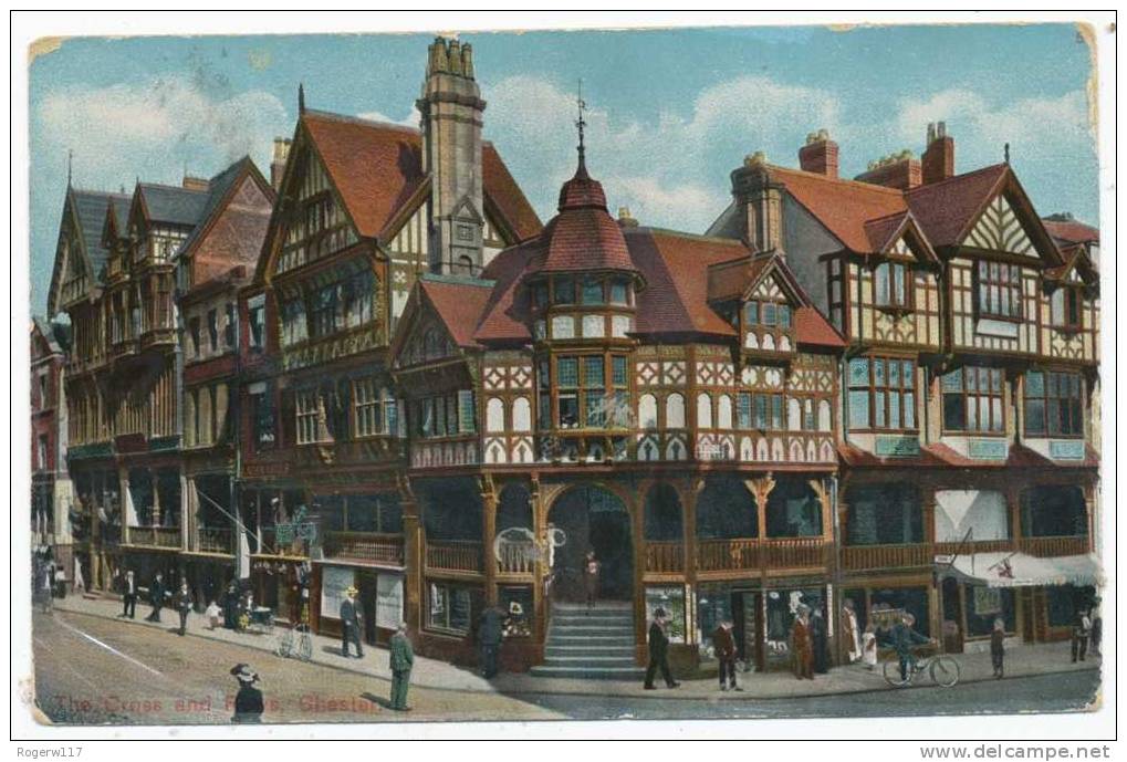 The Cross And Rows, Chester, 1909 Postcard To Rose Pinder, 12 Norfolk Square, London - Chester