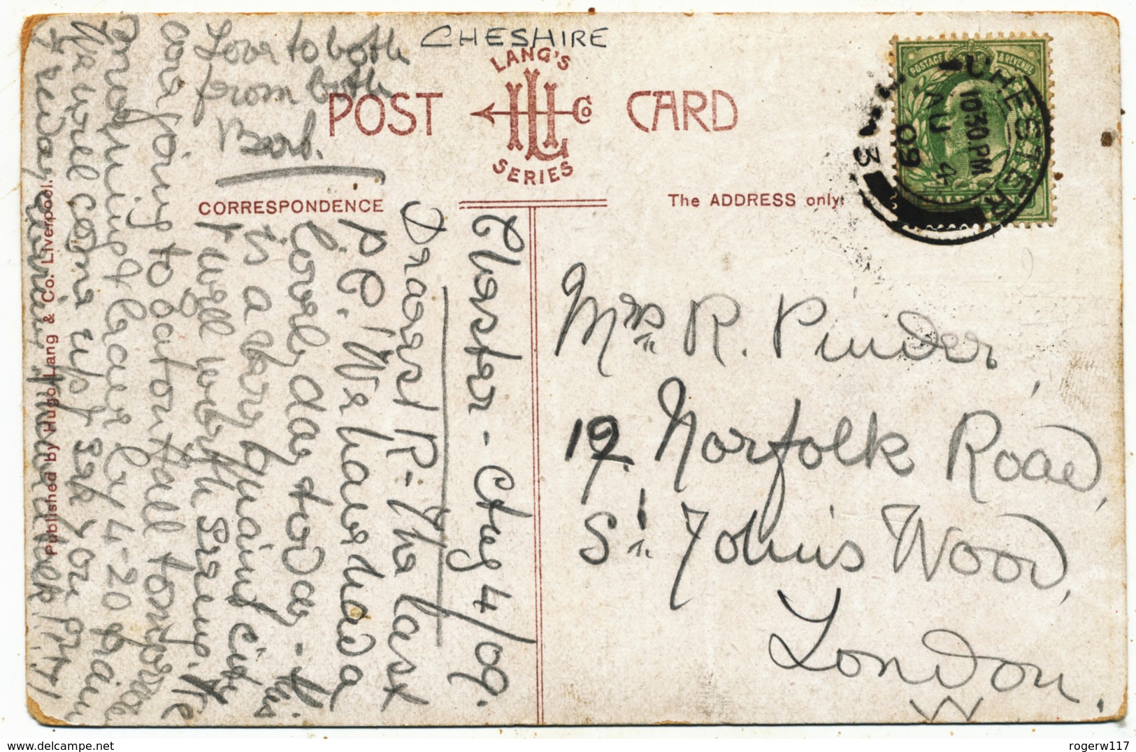 The Cross And Rows, Chester, 1909 Postcard To Rose Pinder, 12 Norfolk Square, London - Chester