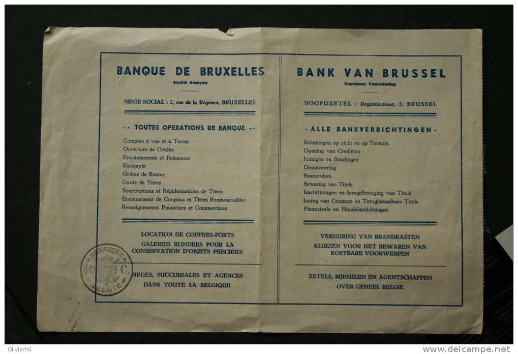 Bank Van Brussel - Banque De Bruxelles Reçu Banquaire De 200.000 Fr En 1947 Vilvoorde (M10) - Europe