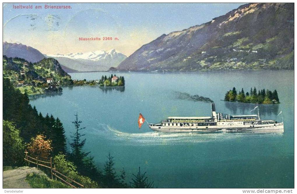 Iseltwald Am Brienzersee.Niesenkette 2366m. Circulated 1914. Ship.Bateau. Boat. New! - Brienz