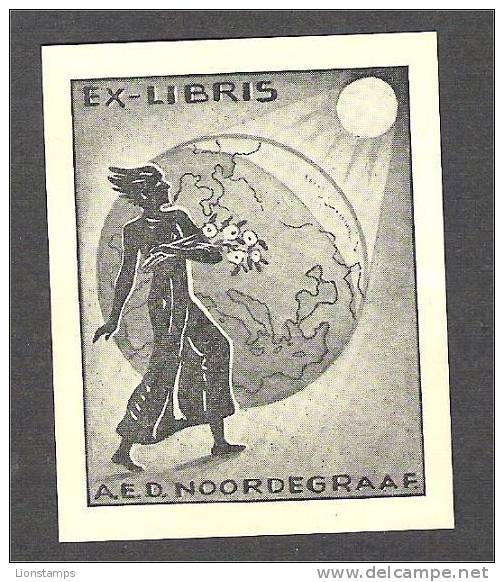 EL 103  - Lady And Globe By C. Joppe - Ex-libris