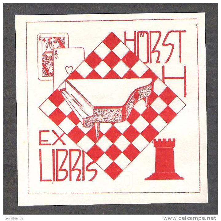 EL 131 - Piano / Chess / Cards - Exlibris