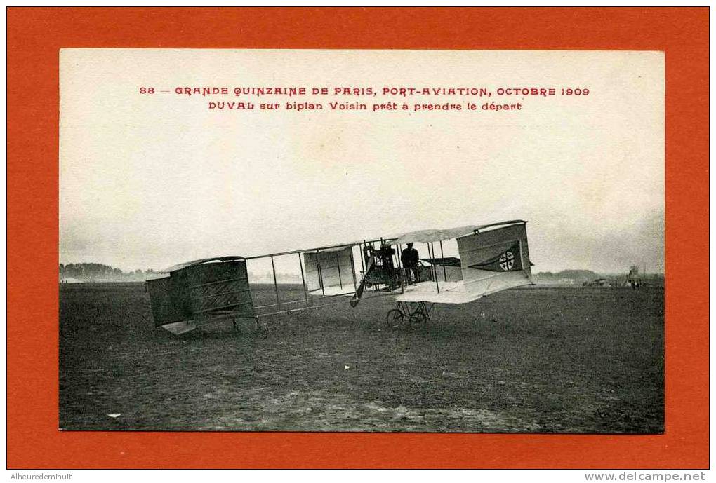 DUVAL SUR BIPLAN VOISIN"port-aviation"CPA"avion"semaine Aviation De PARIS"1909"aéroplane"avion"aviateur - Aéroports De Paris