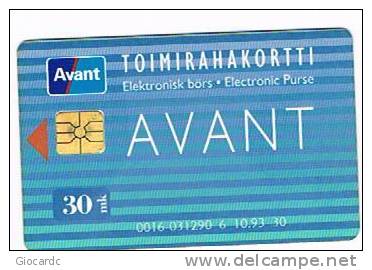 FINLANDIA (FINLAND) - AVANT (CHIP) -  PUBLIC CARD 30 MK TOIMIRAHAKORTII    CODE 0016 EXP.10.93 - USED  -  RIF. 3931 - Finnland