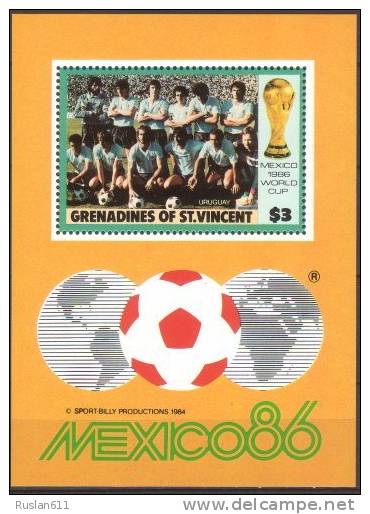 Fussball Football Soccer St Vincent Grenadines Bl 17 1986 World Cup In Mexico MNH ** - 1986 – Messico