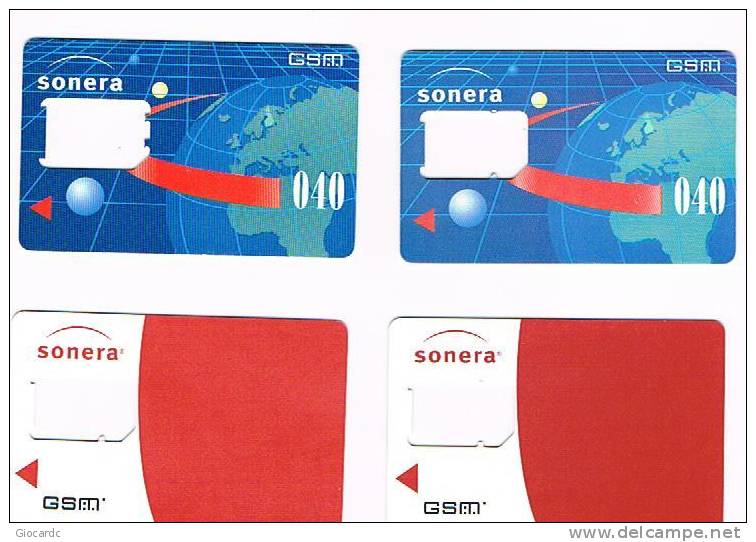 FINLANDIA (FINLAND) - SONERA (GSM) - SIM CARDS WITHOUT CHIP    -  LOT OF 4 DIFFERENT  - RIF. 3955 - Finlande